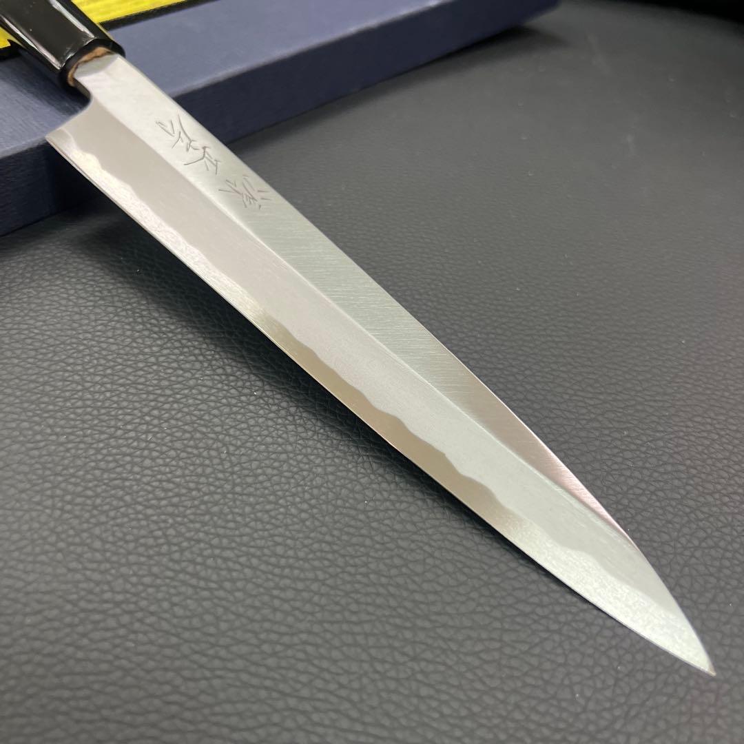 ★新品送料込源正房はがね鍛造刺身包丁180mm六寸右片刃裏押し加工化粧箱入り