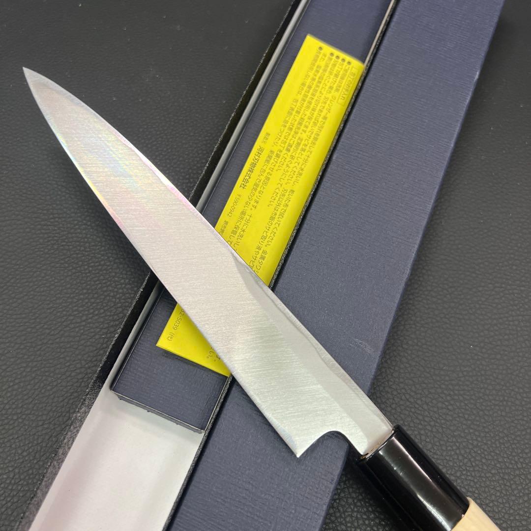 ★新品送料込源正房はがね鍛造刺身包丁180mm六寸右片刃裏押し加工化粧箱入り