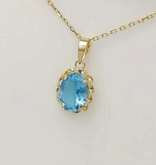 ｋ１８YG、6×８、ブルートパーズ、ペンダントトップ、チエーン別、