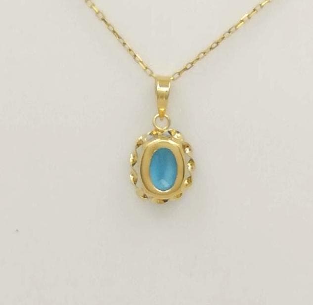 ｋ１８YG、6×８、ブルートパーズ、ペンダントトップ、チエーン別、