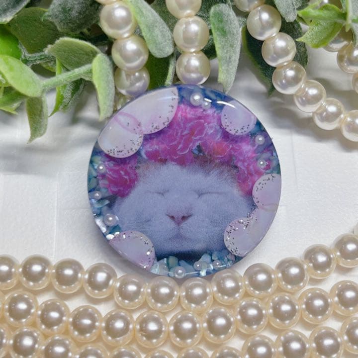 ゆきそら様お取置きです。レジンヘアゴム 花かんむりのおねむ猫ちゃんNo.549