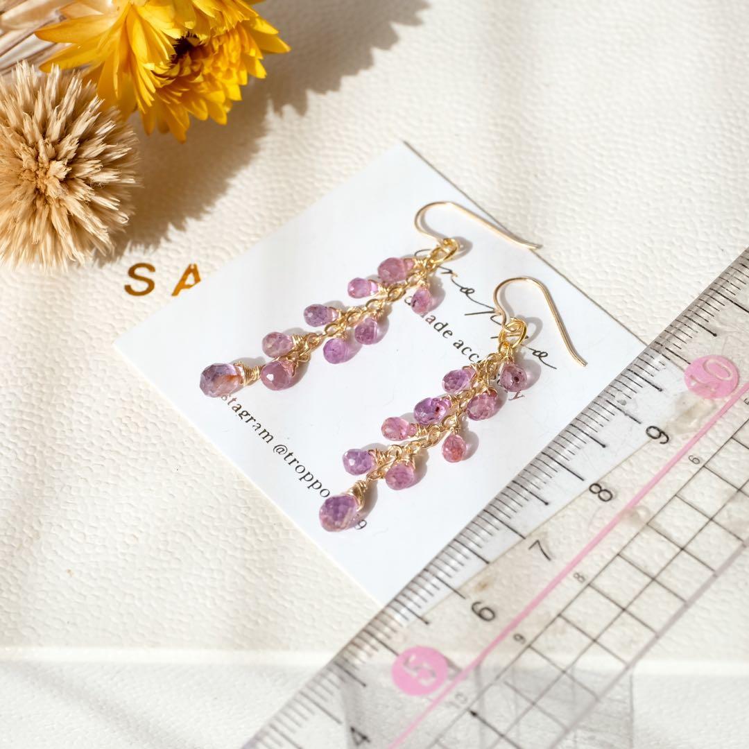 14kgf非加熱パープルサファイアピアス/イヤリング