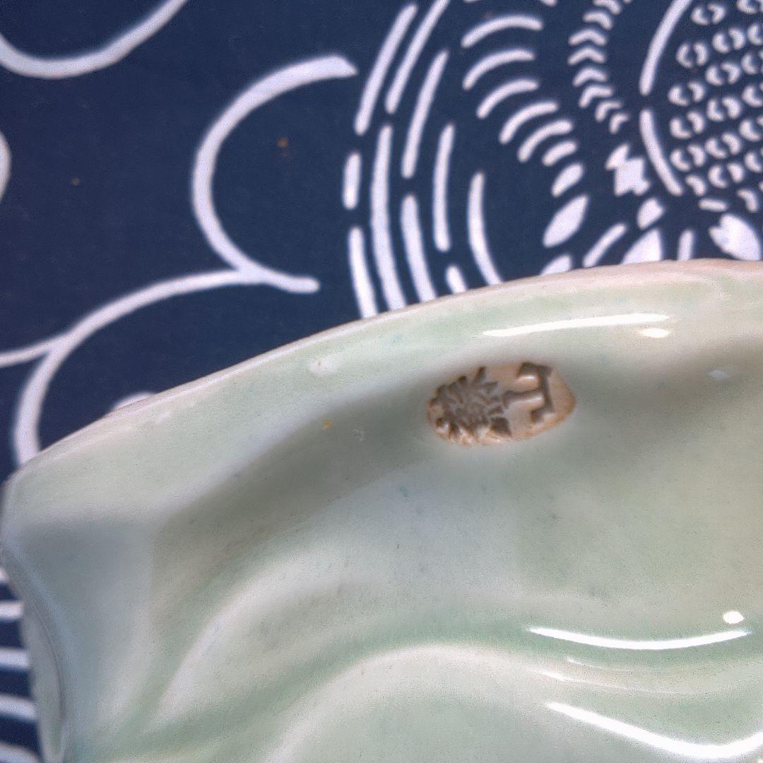 骨董４ 蘇山？緑色の陶器製老賢者像 約20cm