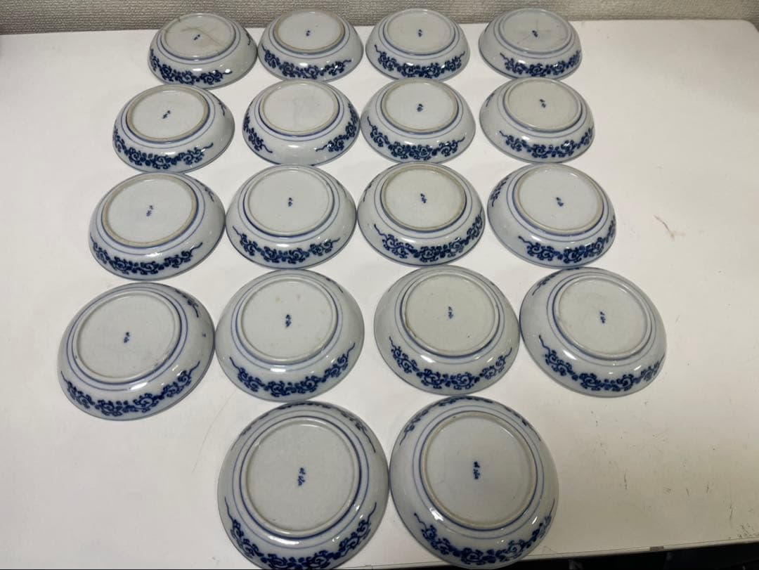 【現状品】古伊万里 染付 九谷 山水 平皿 18枚 割烹 アンティーク 懐石