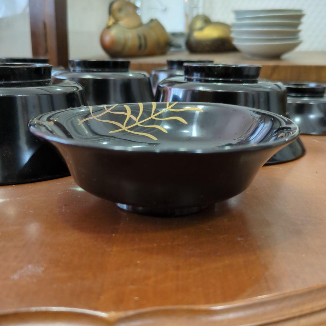 骨董　お椀　蒔絵　蓋付き　煮物　吸物　木製　漆器　木箱入　5つ