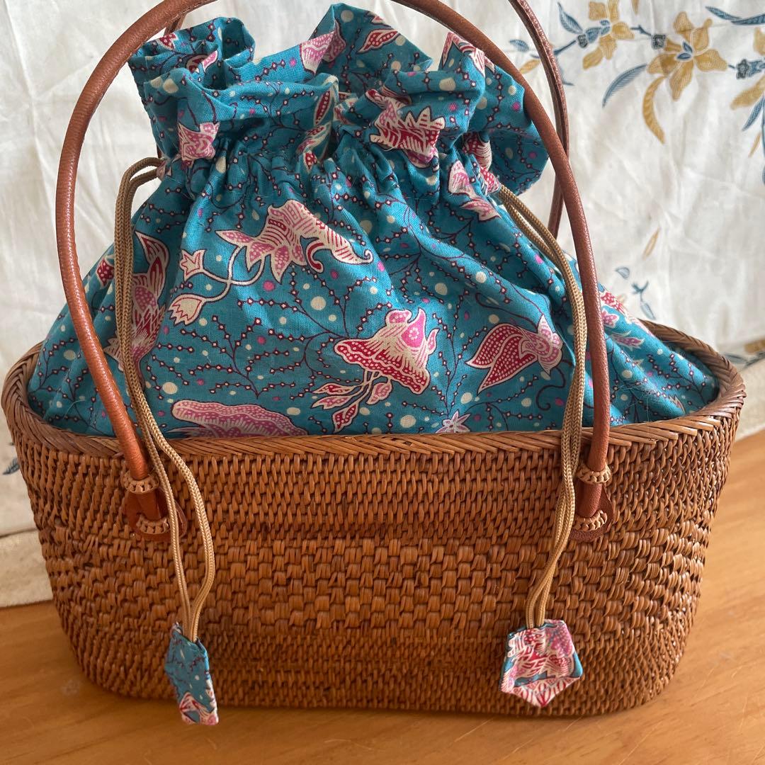 アタバック青花柄内布の巾着型