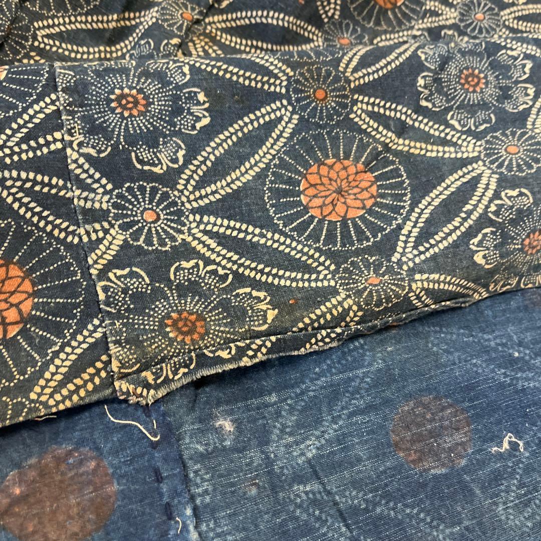 166 アンティーク　藍染　古布　布団皮　木綿