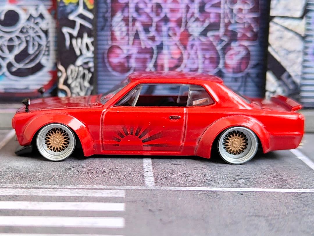 ホットウィールカスタム GTR ハコスカ 赤 オーバーフェンダー☆トミカ改造