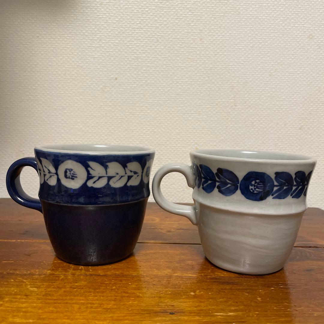 【限定1セット・新品】萬古焼 藍窯 カメリア モーニングプレート・ステップマグ