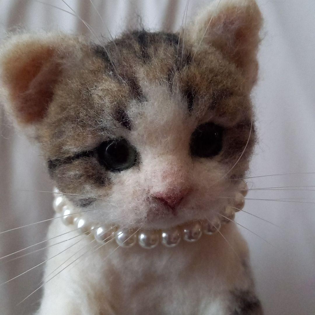 作家　羊毛フェルト　ネコ　ぬいぐるみ　リアル　猫　ハンドメイド　アートドール