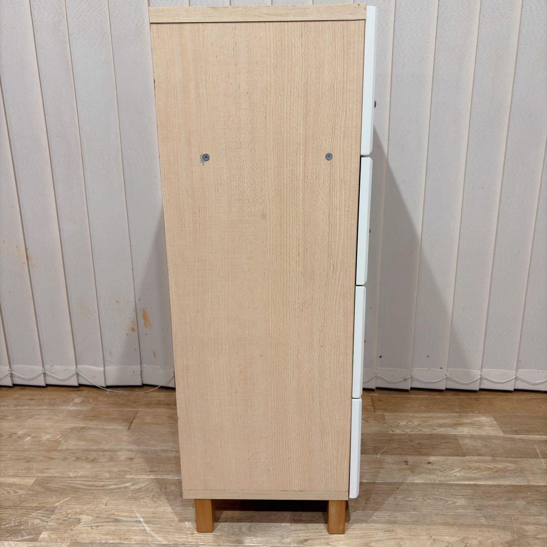 TAIYO 日本製 チェスト 4段 ホワイト レトロ 棚 スリム キャビネット