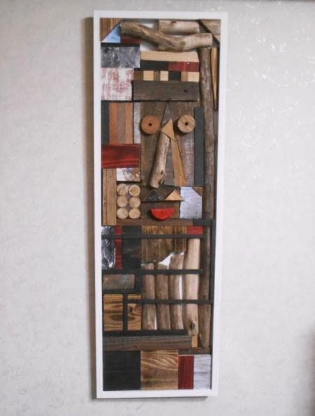 在庫処分値下げ◆壁飾りウッドパネル モザイクアート（90㎝×30㎝）タペストリー
