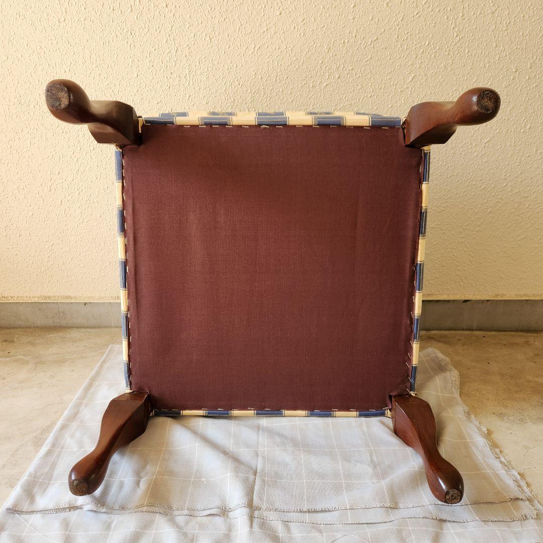 Vintage 猫脚　オットマン スツール 木製　ファブリック アンティーク