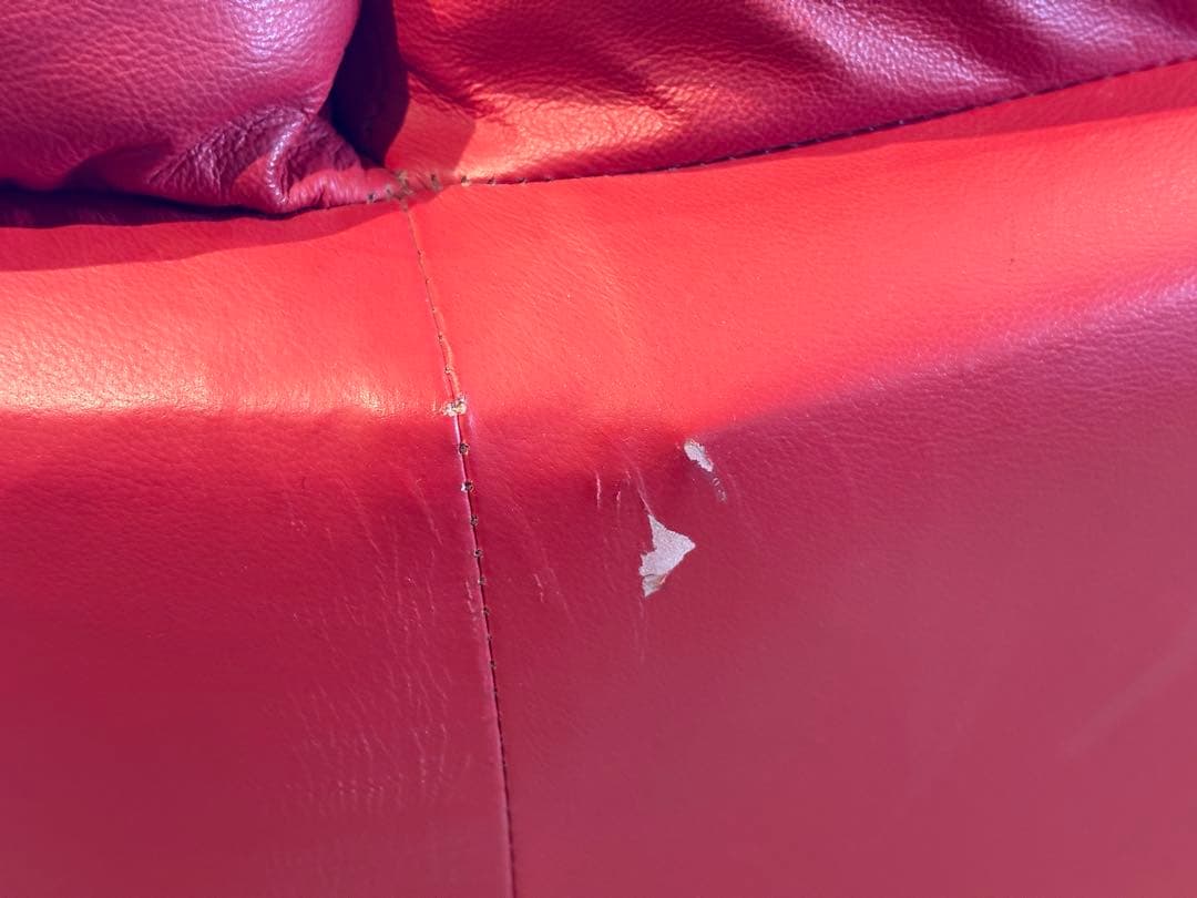 カウチソファ　レッドソファ　3P　モダン　クラシック　シンプル　レザー　IG