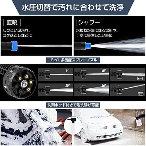 SUNPIE 高圧洗浄機 強力モータ500w 吐出圧力8Mpa 充電式 コー＜＞