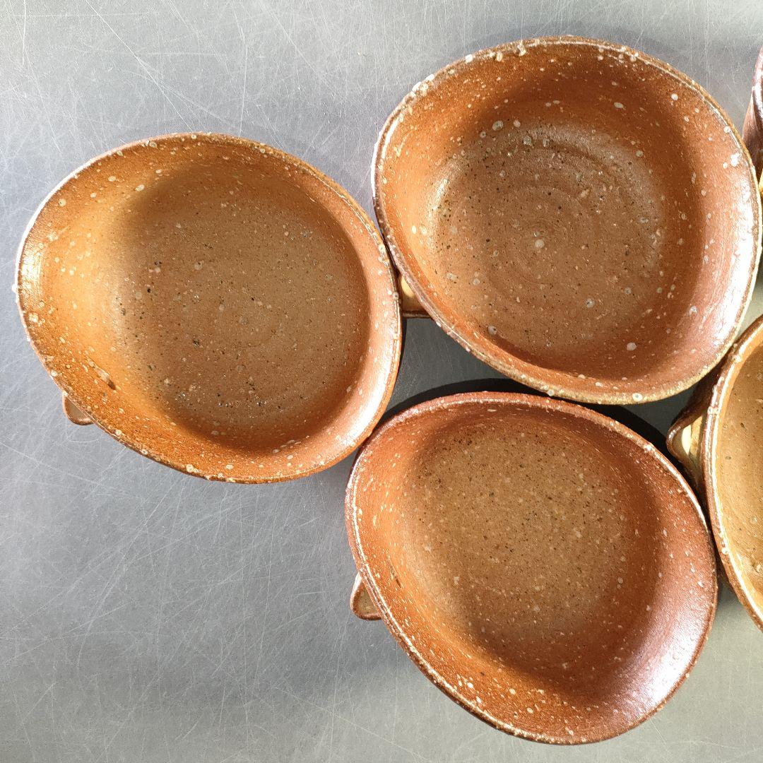 A1287-2/信楽焼/高橋楽斎/信楽変形片口向附5客/銘々皿/飾鉢/懐石道具/