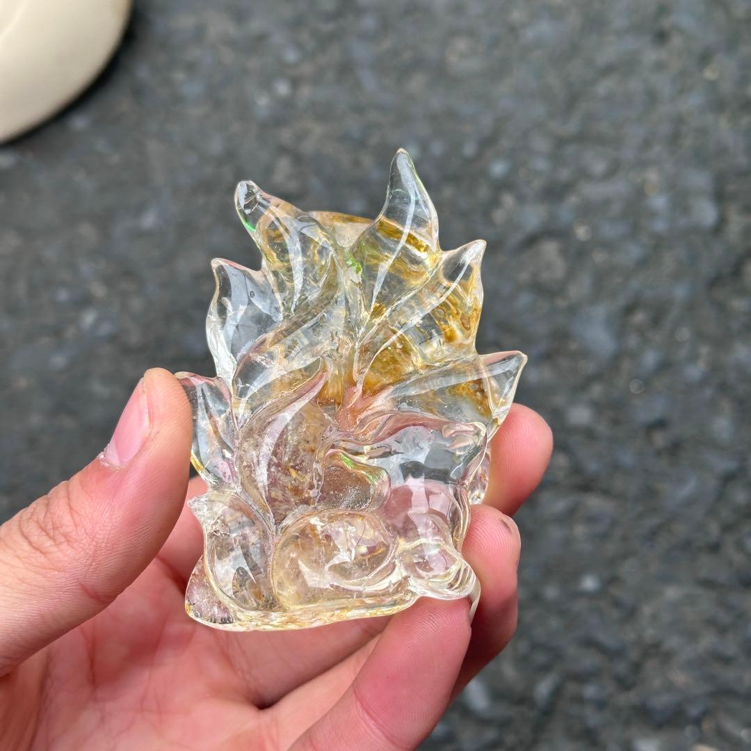 天然石マニカラン共生水晶の九尾狐　ご購入前に在庫確認必要G.857