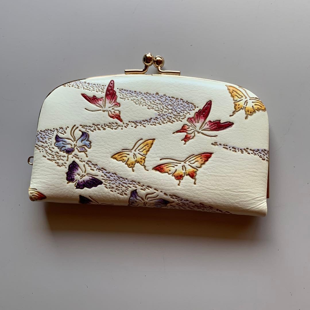 文庫屋大関　天溝がま口　蝶柄　新品未使用