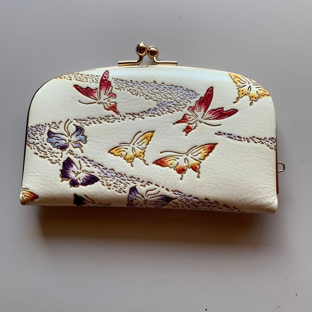 文庫屋大関　天溝がま口　蝶柄　新品未使用