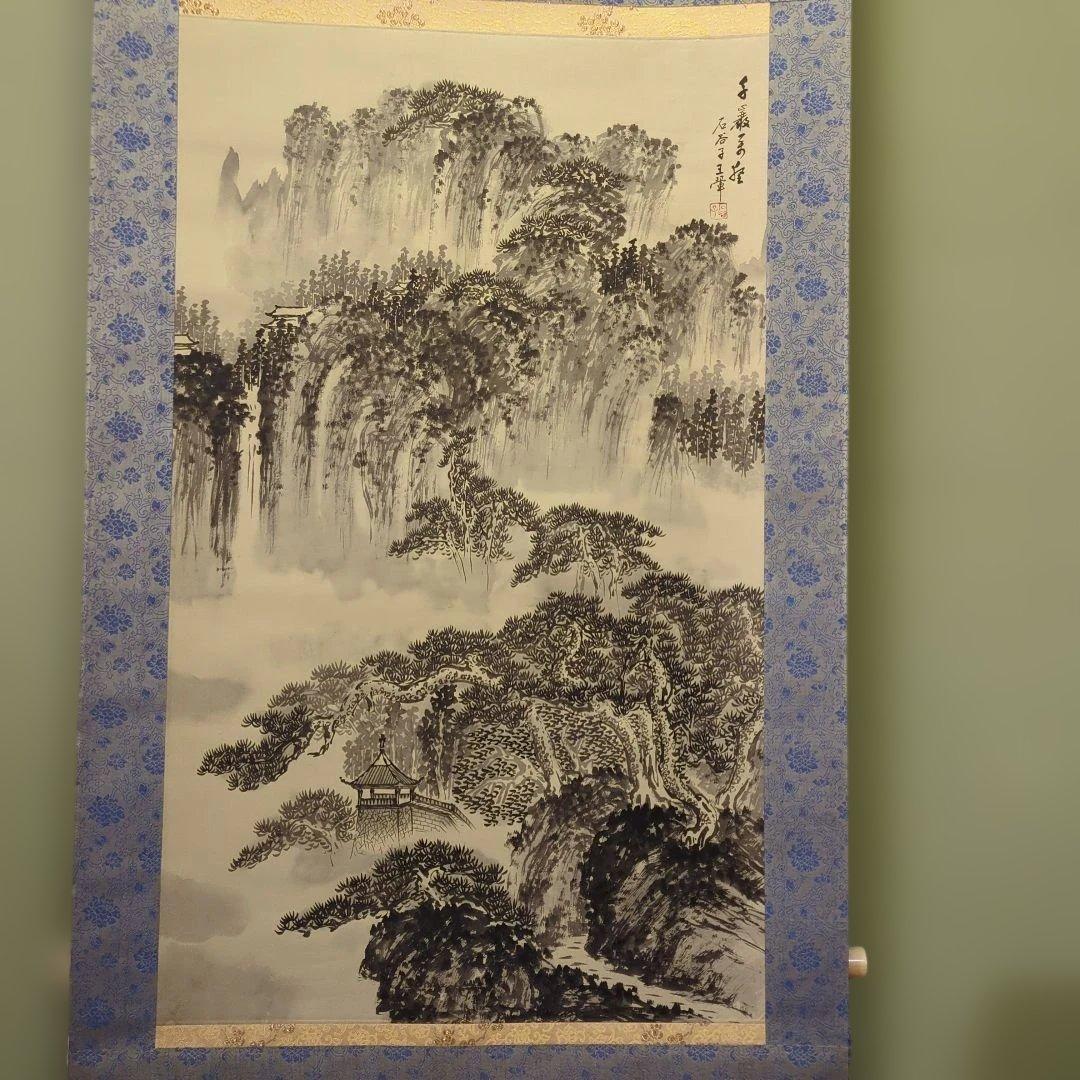 中国山水掛軸、石谷子王き（ワン、フィ）大幅