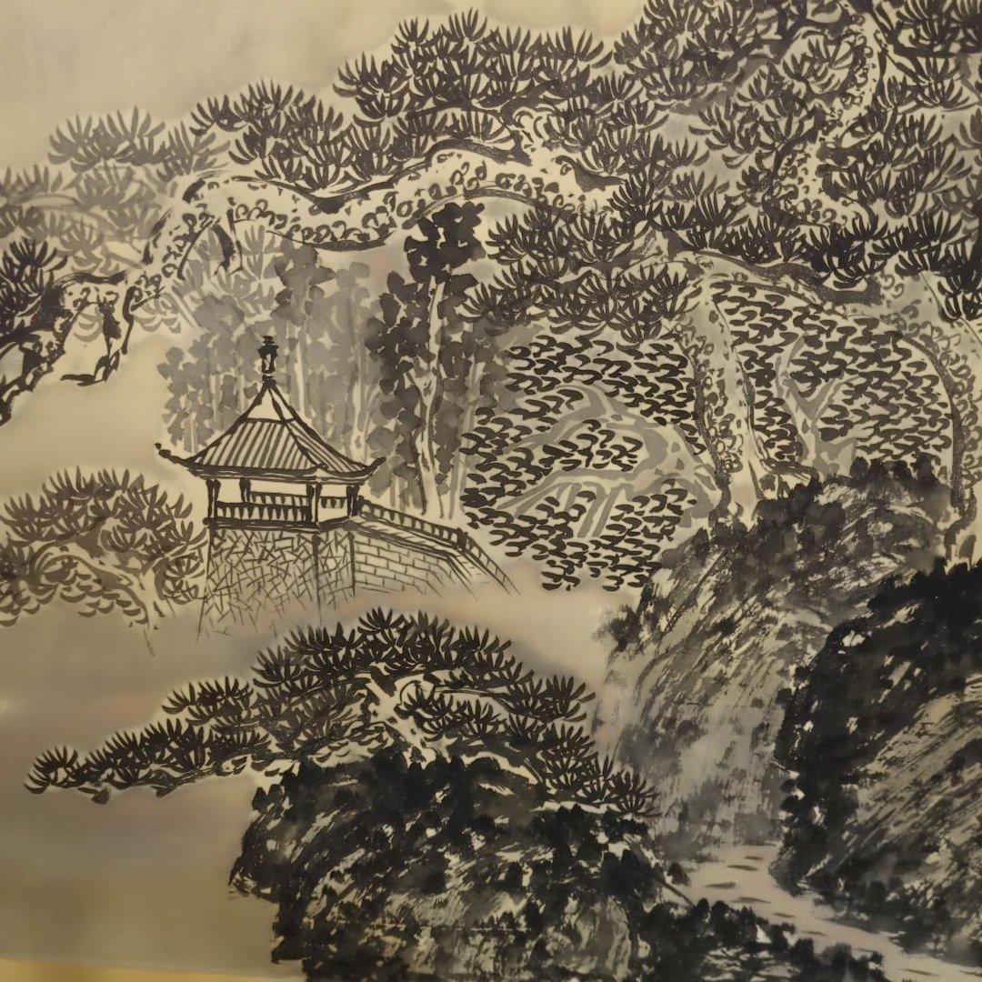 中国山水掛軸、石谷子王き（ワン、フィ）大幅