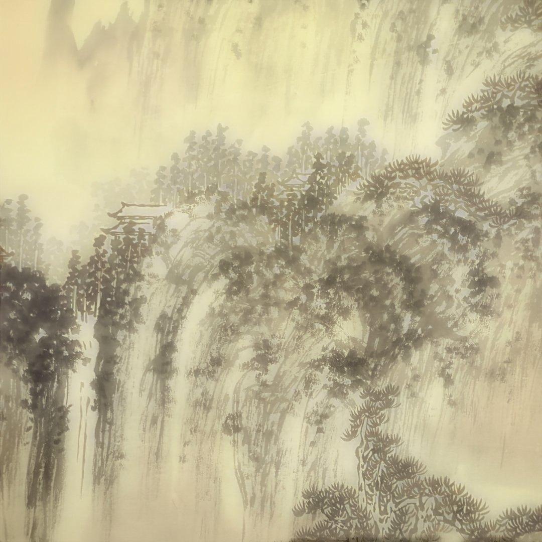 中国山水掛軸、石谷子王き（ワン、フィ）大幅