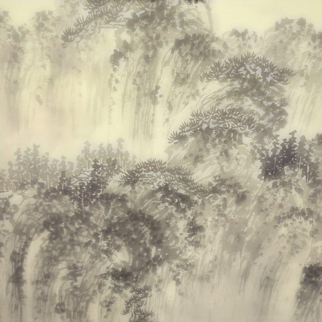 中国山水掛軸、石谷子王き（ワン、フィ）大幅