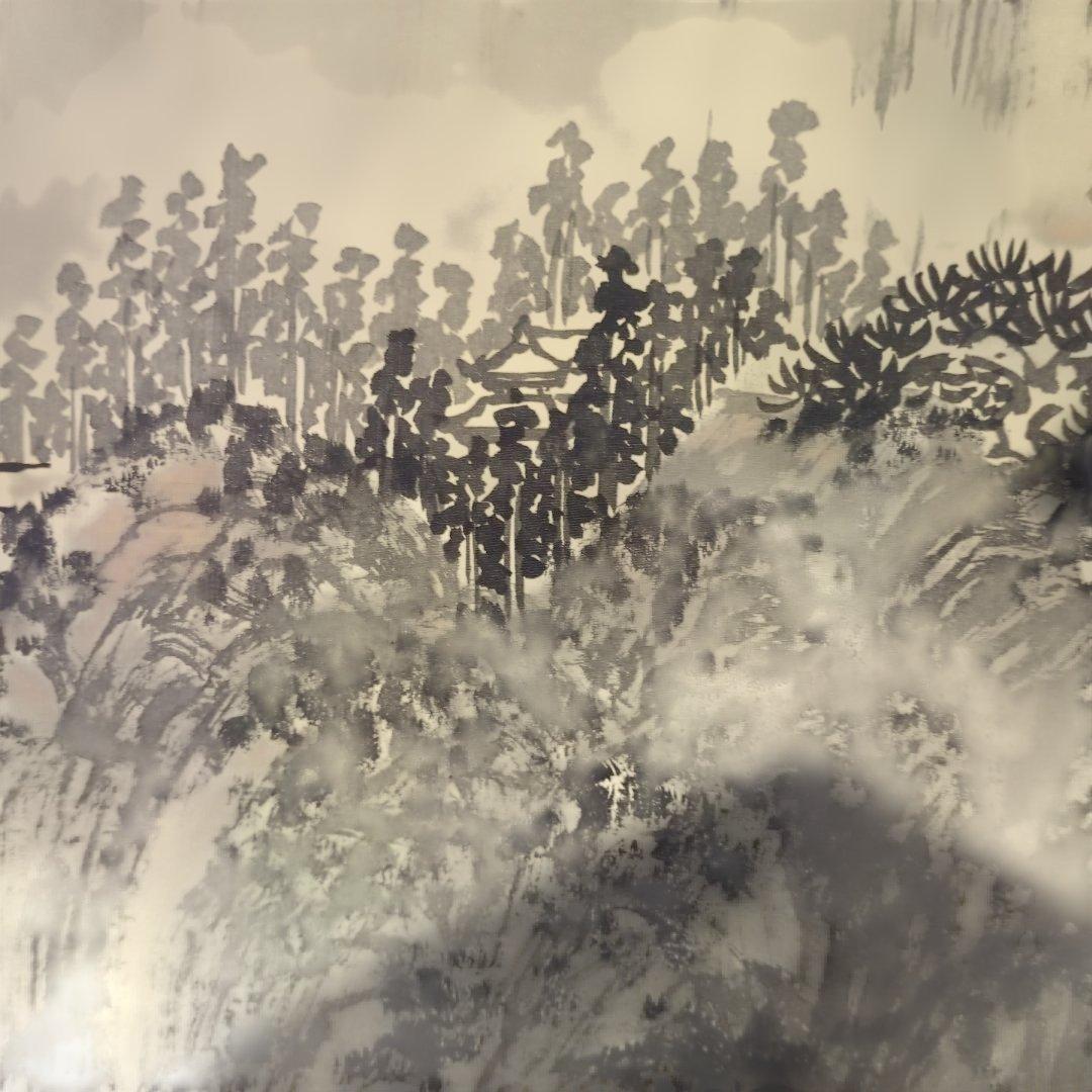 中国山水掛軸、石谷子王き（ワン、フィ）大幅