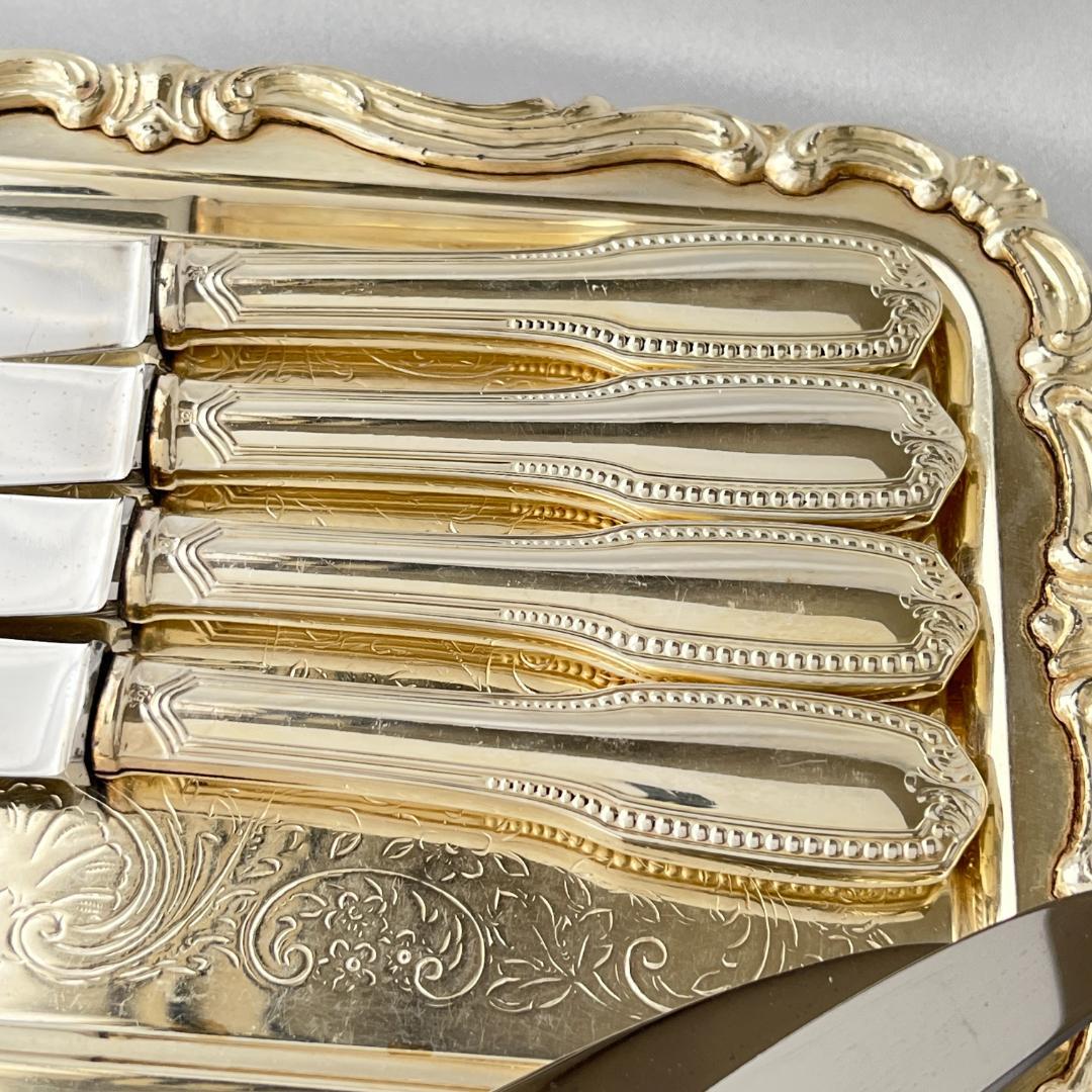 【仏蘭西】 パールとアカンサス デザートナイフ 6本【シルバープレート】