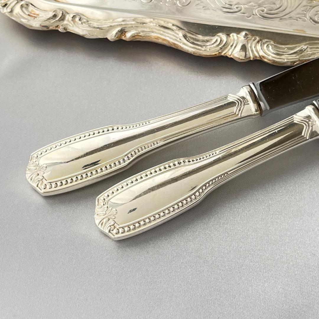 【仏蘭西】 パールとアカンサス デザートナイフ 6本【シルバープレート】