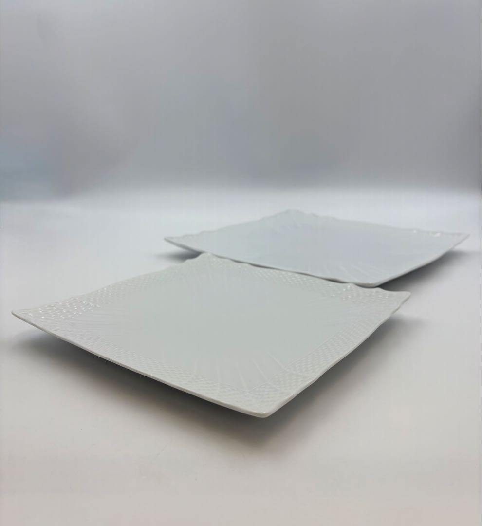 未使用保管品リチャードジノリ ベッキオホワイト スクエアプレート　2枚セット箱付