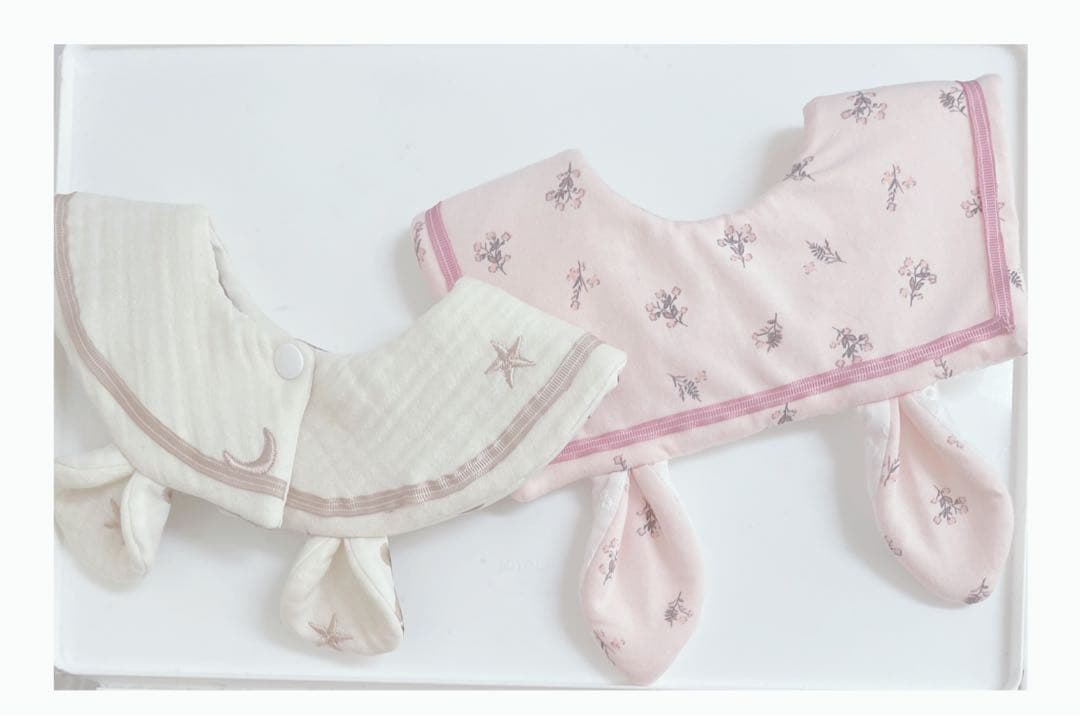 ハンドメイドスタイ　リボンスタイ　くまみみセーラースタイ