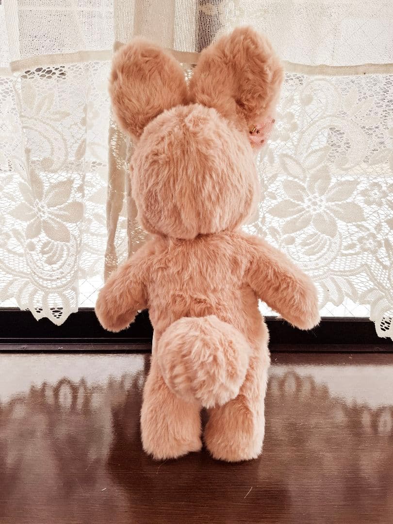 ぬいぐるみ、うさぎ、ハンドメイド、オリジナル、ピンクベージュ抱きしめられるサイズ