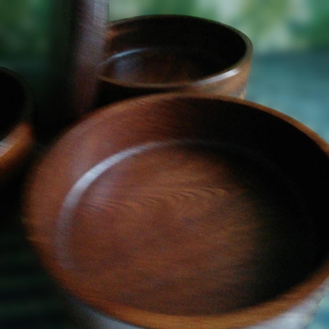 国産　欅　けやき　丸　三段重箱　三段小物入れ