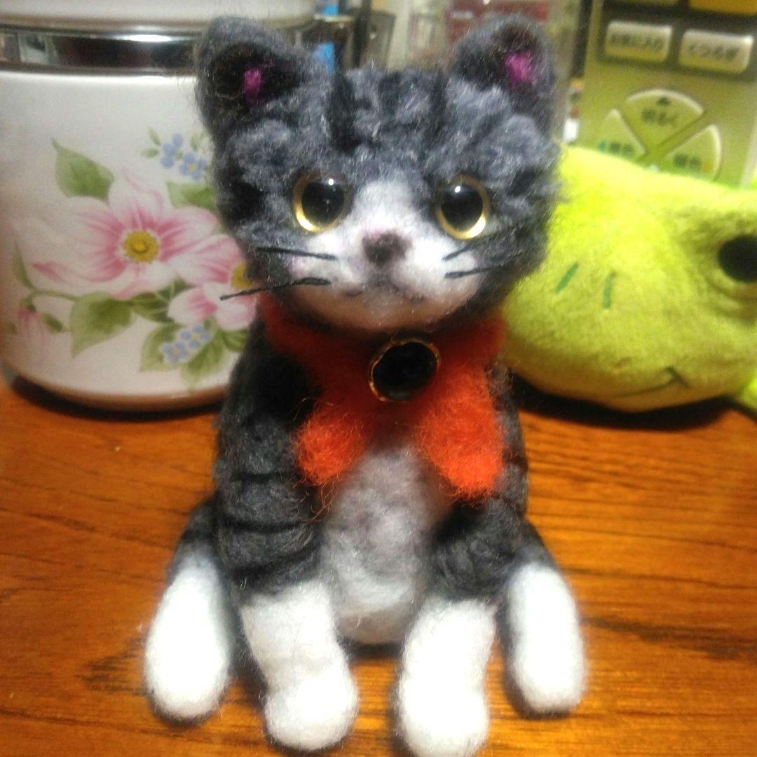 ＊にゃんこ＊サバトラちゃん　動物ぽんぽん・羊毛フェルト