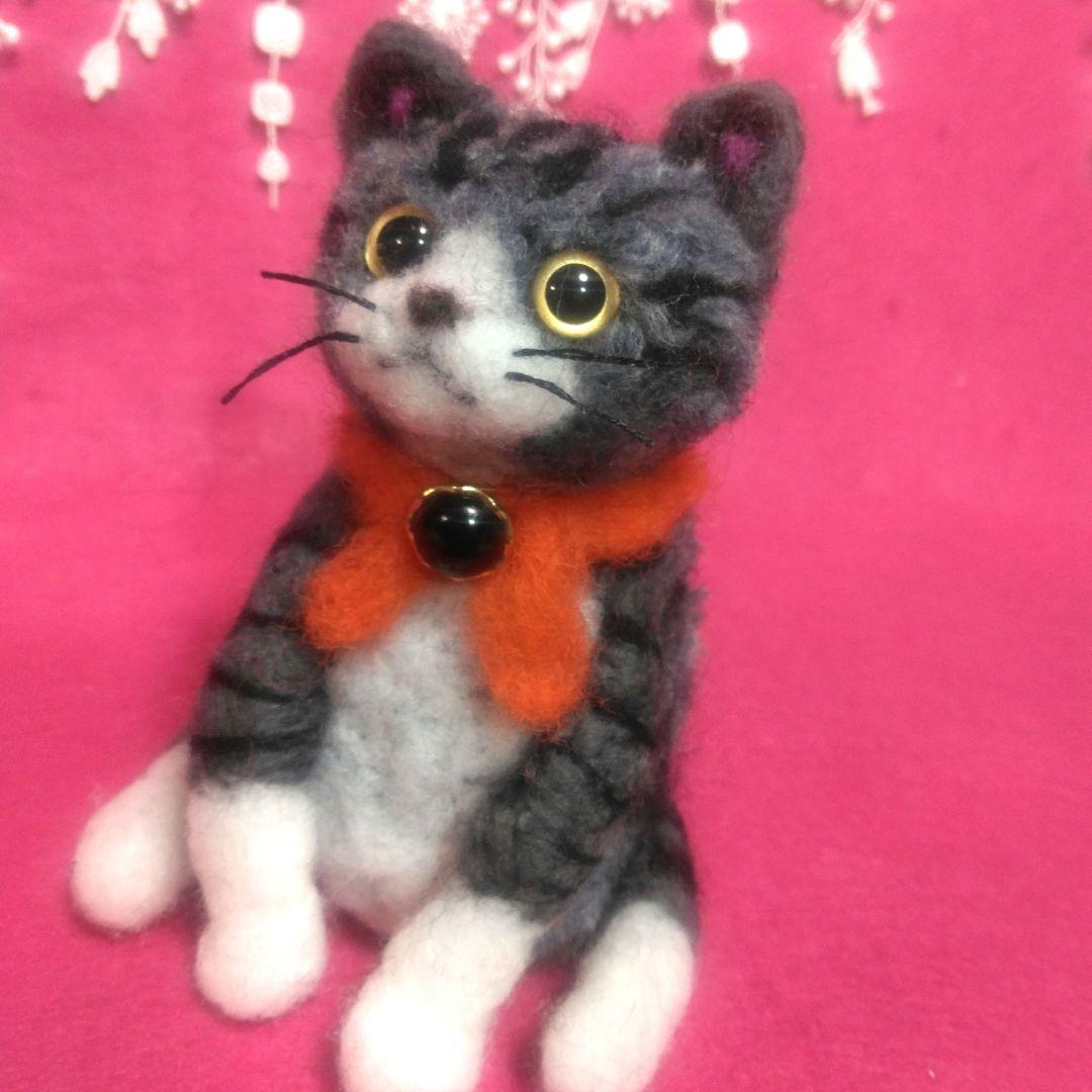 ＊にゃんこ＊サバトラちゃん　動物ぽんぽん・羊毛フェルト