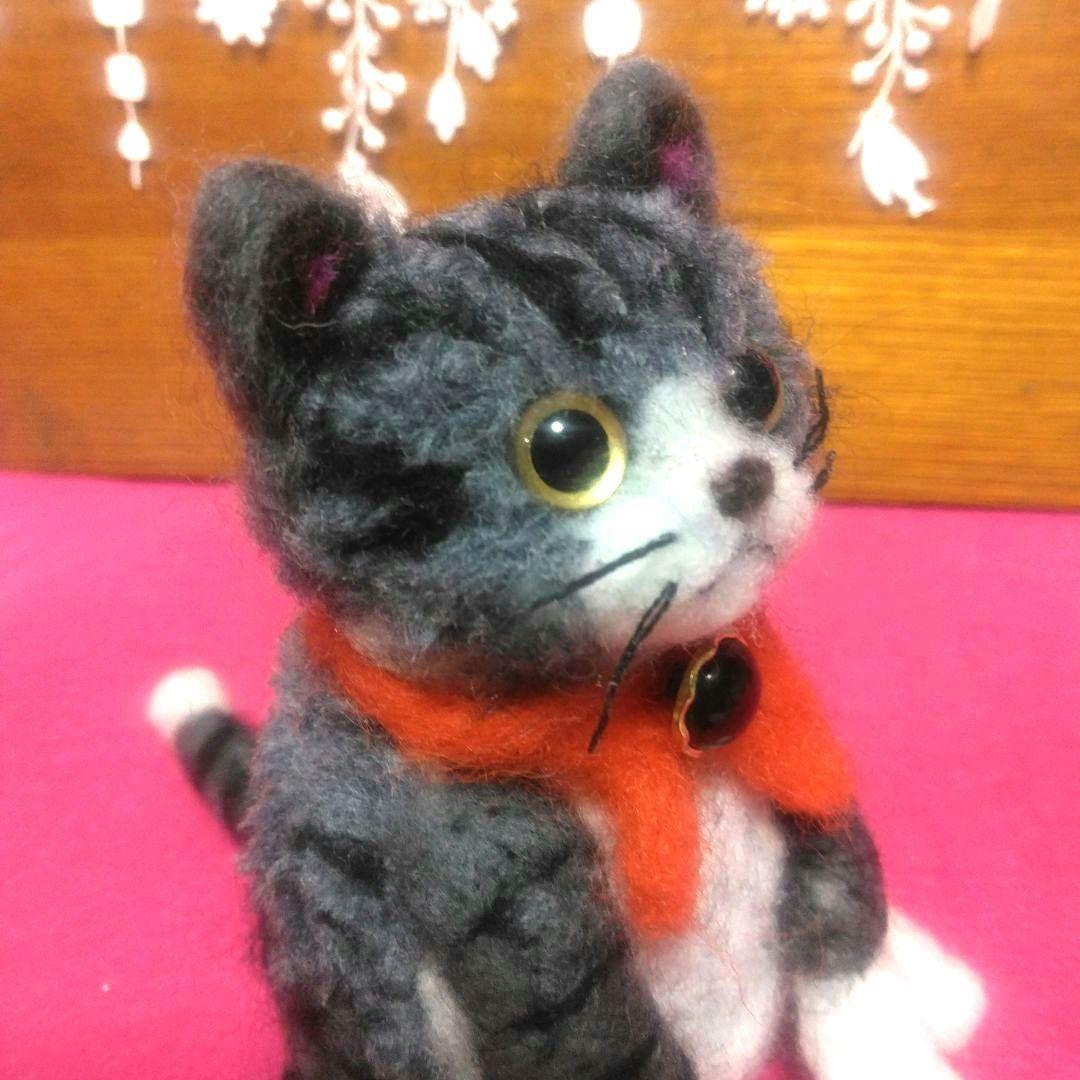 ＊にゃんこ＊サバトラちゃん　動物ぽんぽん・羊毛フェルト