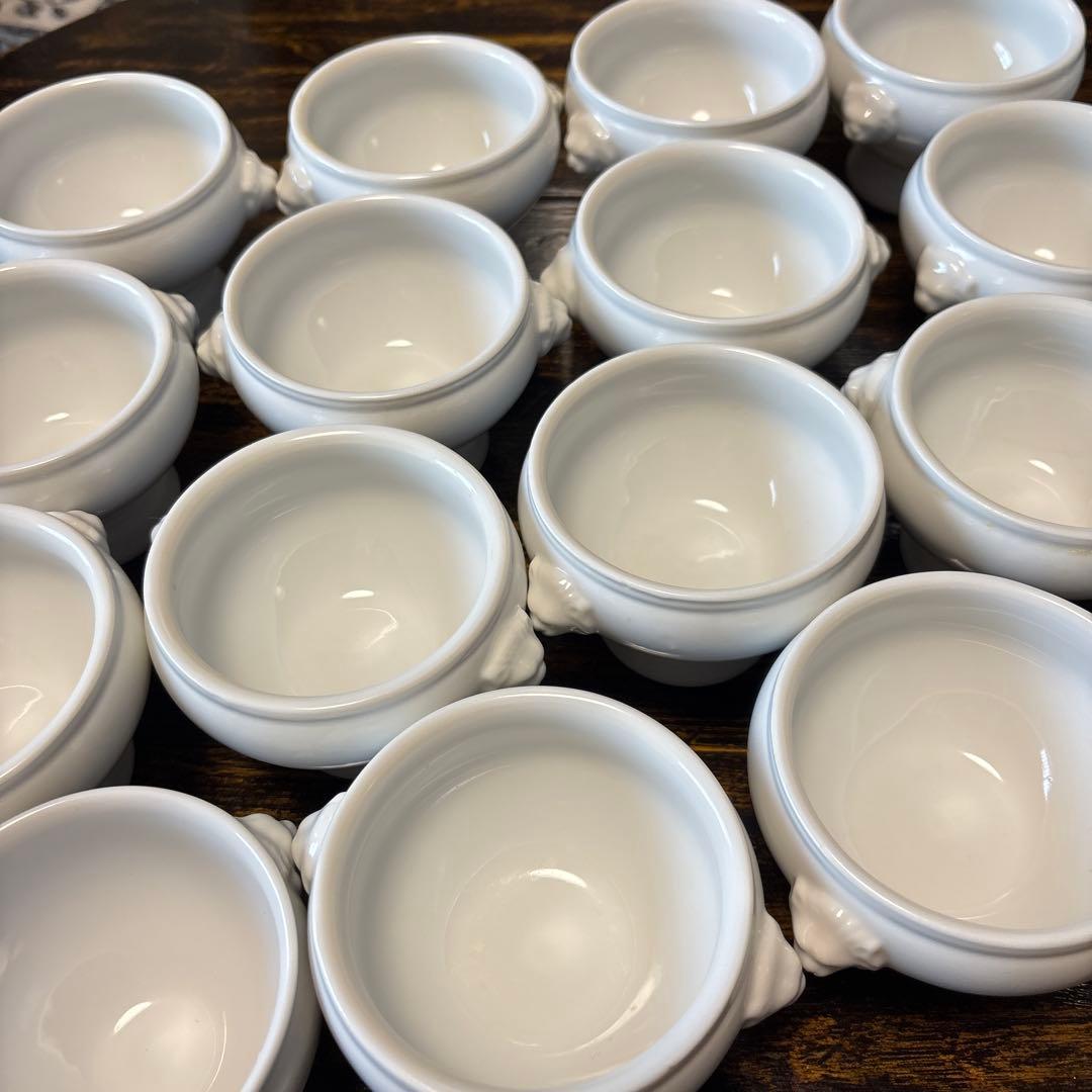 白い陶器製スープカップ 20個セット トリフボール
