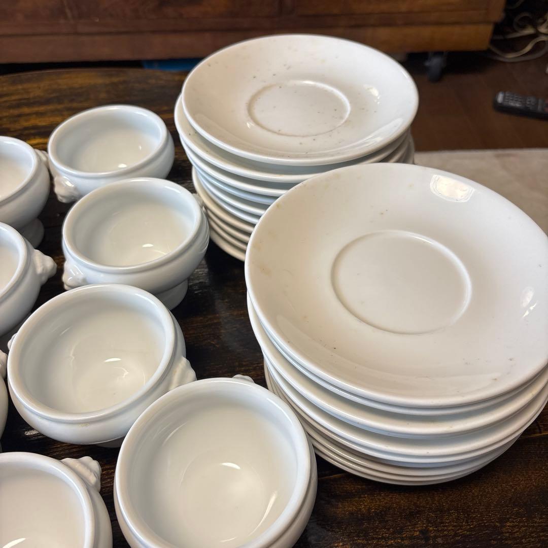 白い陶器製スープカップ 20個セット トリフボール