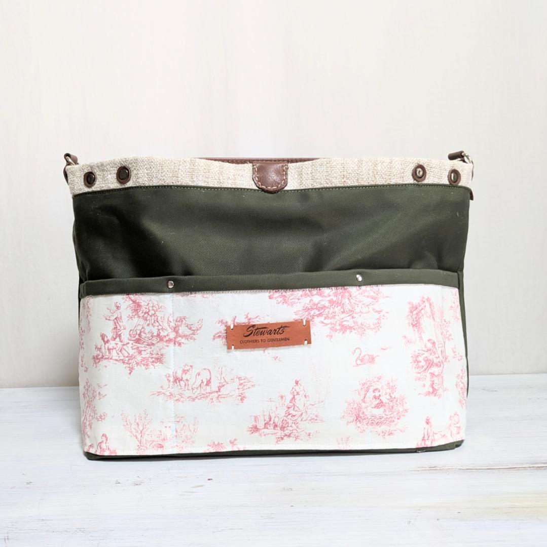 ハンドメイドantiquelinenspunグレインサック×牛革３WAY