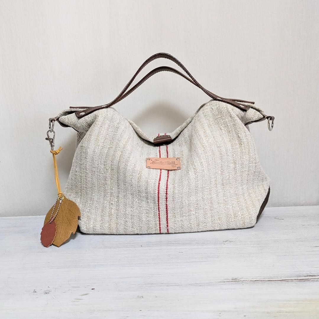 ハンドメイドantiquelinenspunグレインサック×牛革３WAY