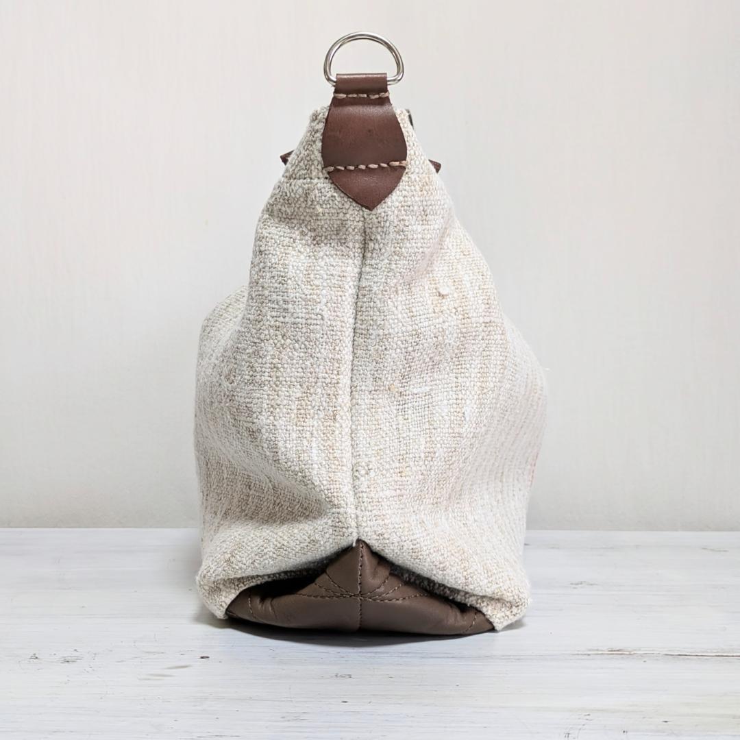 ハンドメイドantiquelinenspunグレインサック×牛革３WAY