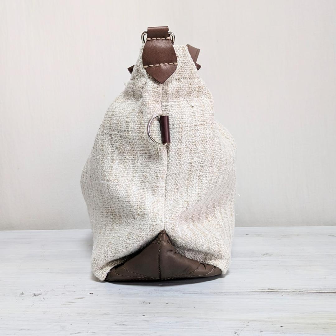 ハンドメイドantiquelinenspunグレインサック×牛革３WAY