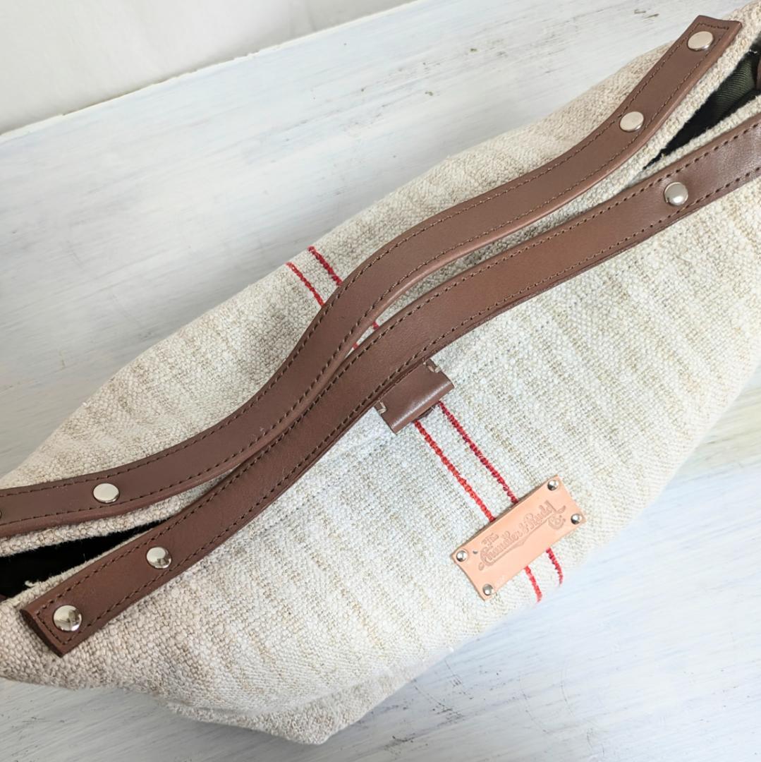 ハンドメイドantiquelinenspunグレインサック×牛革３WAY