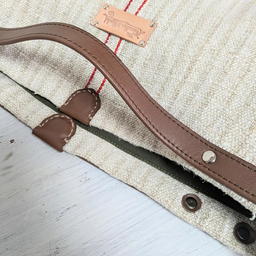 ハンドメイドantiquelinenspunグレインサック×牛革３WAY