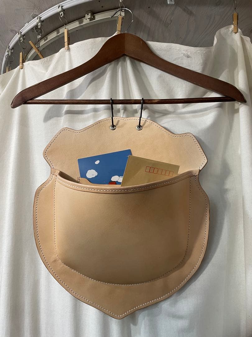 ハンドメイド　ヌメ革ウォールポケット　状差　姫路レザー　本革　牛革　プレゼント