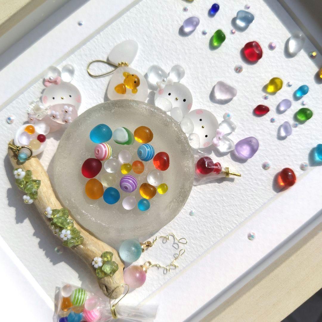 シーグラスアート『夏祭り～夜空に咲く花火‧⁺ ⊹˚.～』