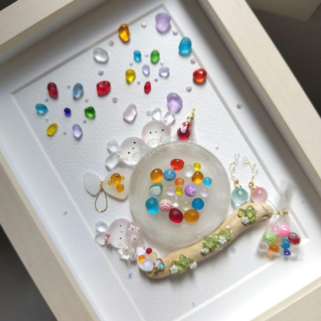 シーグラスアート『夏祭り～夜空に咲く花火‧⁺ ⊹˚.～』