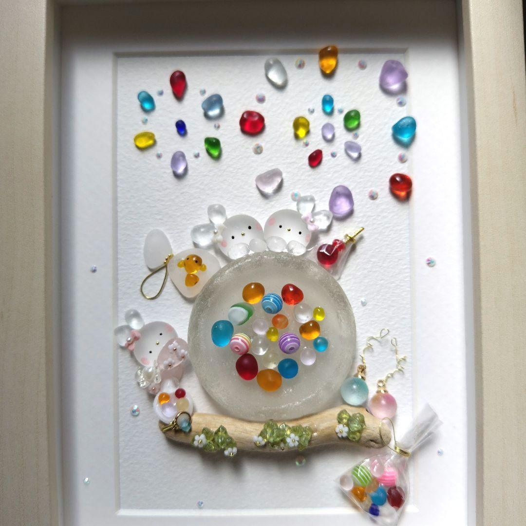 シーグラスアート『夏祭り～夜空に咲く花火‧⁺ ⊹˚.～』