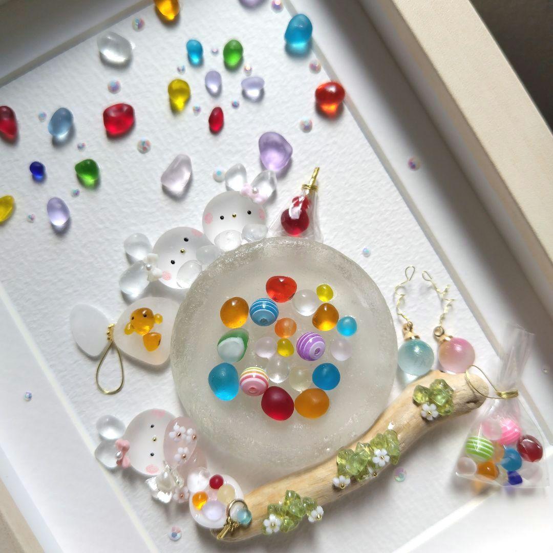 シーグラスアート『夏祭り～夜空に咲く花火‧⁺ ⊹˚.～』